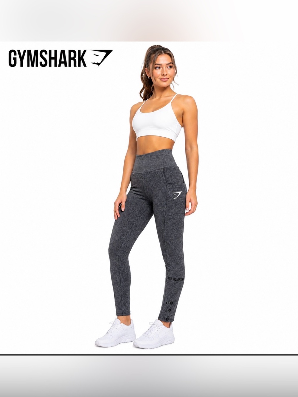 Gymshark Be A Visionary Leggings Gray Medium High Rise Pockets Athletic Yoga